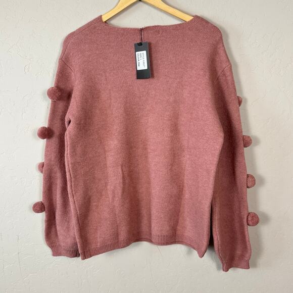 Nancy Yang New York NWt Women's Size Large Pom Heavy Knit Sweater Artsy - Picture 2 of 14